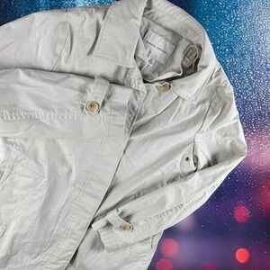 Banana Republic‎ Trench Coat Women 5 Beige Cotton Button Front Long Sleeve